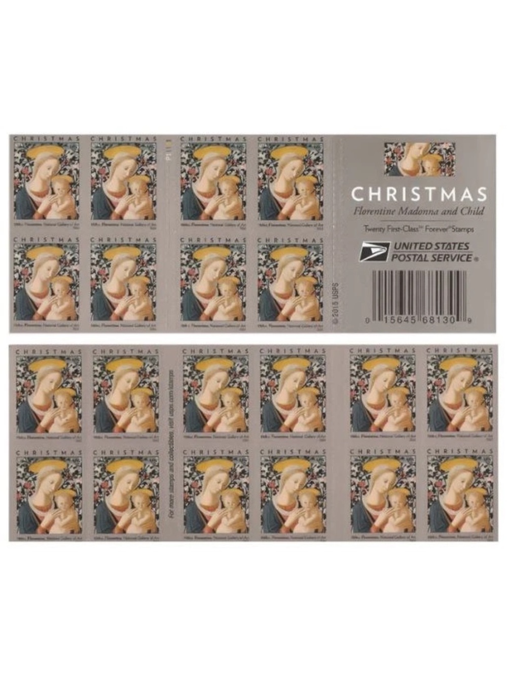 20pcsChristmas Florentine Madonna and Child Forever Stamps - Cream